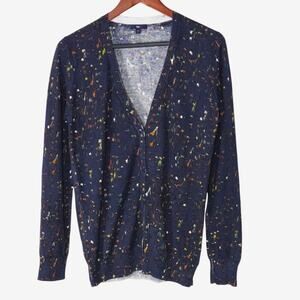 Gap Women’s Cardigan Button Front Coquette Preppy Casual Painter Knit Navy Sz L